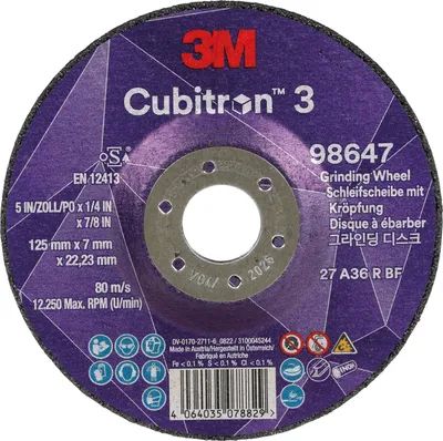 Produktbild von 3M Schruppscheibe Cubitron3 125x7mm für Inox/Stahl, Präzisionskorn