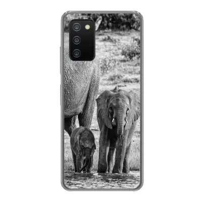 Produktbild von MuchoWow® Handyhülle Schutzhülle Hülle für Samsung Galaxy A03s Elefant - Wasser - Tiere - Schwarz - Weiß Silikon Softcase Handy Hülle - Schutz