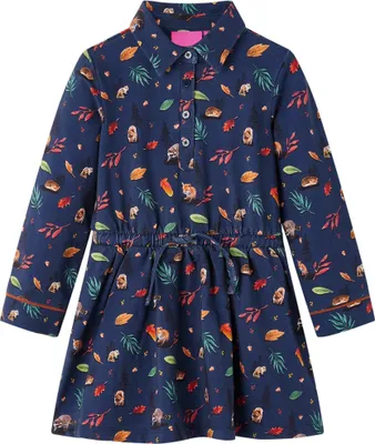 Produktbild von Kinderkleid mit Langen Ärmeln Marineblau 140