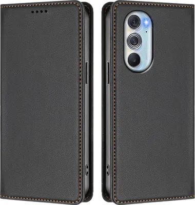 Obrázek produktu pro Kožené pouzdro pro Motorola Edge 30 Pro, magnetické flipové pouzdro zPolyuretankůže se stojánkem Černá