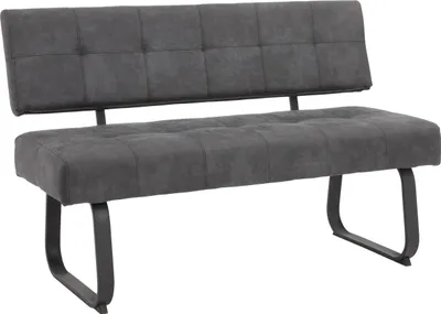 Produktbild von Hela Tische, Sitzbank LUISE mit Rückenlehne - Bezug Mikrofaser Anthrazit -Komfortsitz mit Federkorb -Kufen Gestell -240 kg belastbar -Maß 140x64x90cm