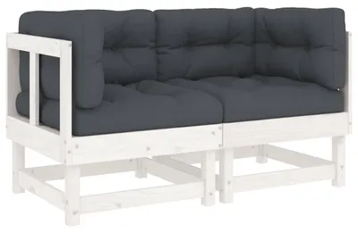Zdjęcie produktu dla vidaXL Sofa narożna z poduszkami 2 szt. Biała lita sosna