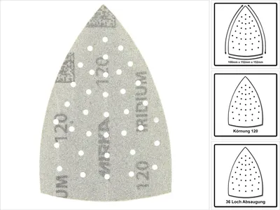 Produktbild von Mirka IRIDIUM Delta Schleifblätter Grip 100x152x152mm K120 50 Stk. ( 246JQ05012 )