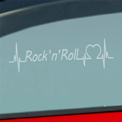 Produktbild von Auto Aufkleber Rock 'n' Roll Puls Herzschlag 20x5,5 cm Milchglas Sticker Heckscheibenaufkleber