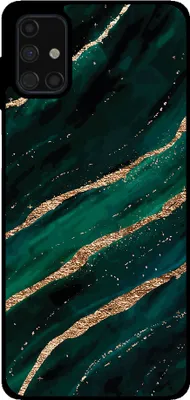 Image de Smartphonica Coque pour téléphone portable Samsung Galaxy M51 avec impression marbre - Coque arrière en TPU avec design marbre - Vert Or