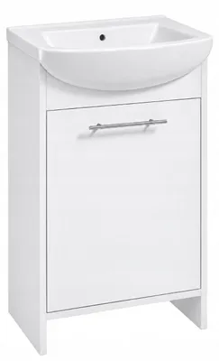Produktbild von Badmöbel-Set mit Keramikwaschbecken, Waschtischunterschrank, Weiß, freistehend, 50 x 84 cm