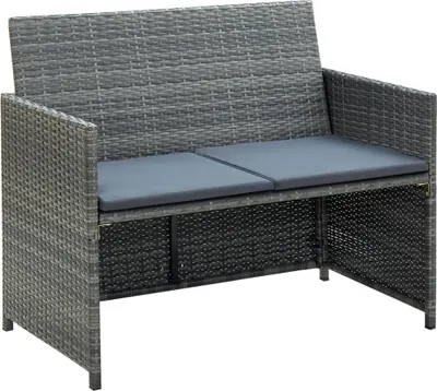 Zdjęcie produktu dla 2-osobowa sofa ogrodowa z polirattanu w kolorze szarym 100 x 85 x 56 cm