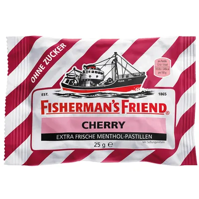 Produktbild von Fishermans Friend Čerešňové čerstvé mentolové pastilky bez cukru 25g