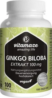 Obrázek produktu pro Ginkgo Biloba 100 mg Veganské kapsle s vysokou dávkou 100 kapslí