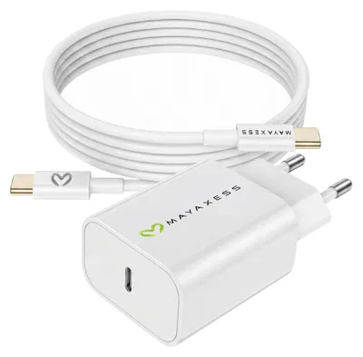 Image de Mayaxess, chargeur 20 W pour Galaxy S24 Plus + câble USB-C de 1 m, blanc
