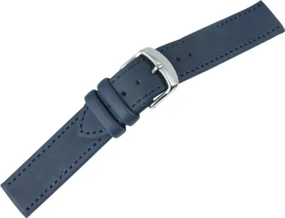 Produktbild von Echtleder Uhrenarmband, flach, dunkelblau, 12 - 18 mm