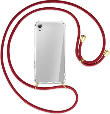Produktbild von Handykette Backcover-Schutzhülle mit Band (Metall goldfarben) für Sony Xperia X Performance - dunkelrot