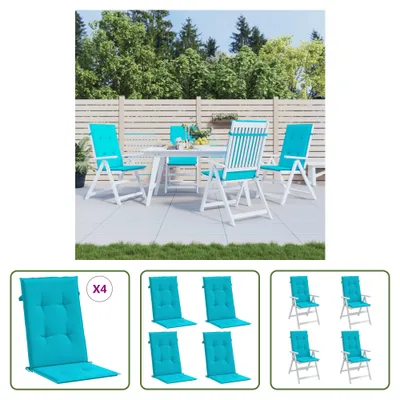 Image de The Living Store Coussin pour chaise à haut dossier 4 pcs. Tissu turquoise