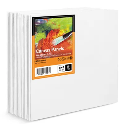 Zdjęcie produktu dla Płótna ESENG® do malowania, 100% bawełna, grubość 3 mm, odpowiednie do farb akrylowych, olejnych, temper i gwaszy (20,3x20,3 cm | 8x8 cali, 18 sztuk)