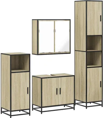 Produktbild von 4-tlg. Badmöbel-Set Sonoma-Eiche Holzwerkstoff