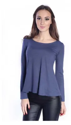 Produktbild von Damen Bluse Langarm-Shirt Asymmetrisch; Grafit L/XL