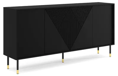 Image de Buffet Aglaé, 4 portes, noir, 180 cm