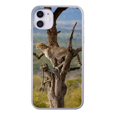 Produktbild von MuchoWow® Handyhülle Schutzhülle Hülle für iPhone 11 Leopard - Baum - Tier Silikon Softcase Handy Hülle - Handytasche