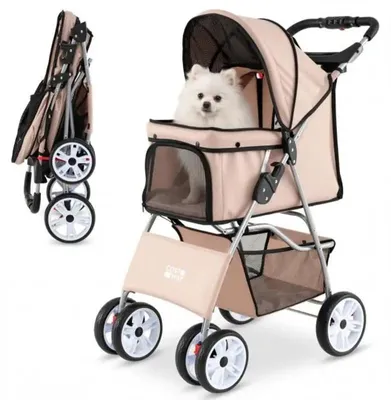 Immagine prodotto di Carrello per animali a quattro ruote, adatto a cani e gatti di piccola taglia