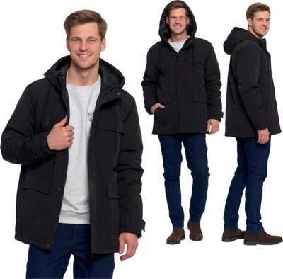 Produktbild von Kurtka Zimowa Męska Z Kieszeniami I Kapturem Modna Wygodna Moraj 3Xl