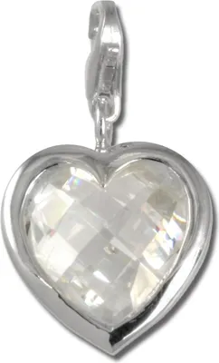 Produktbild von SilberDream Charm Schmuck Anhänger Herz weiß Zirkonia 925 Echt Silber FC210W