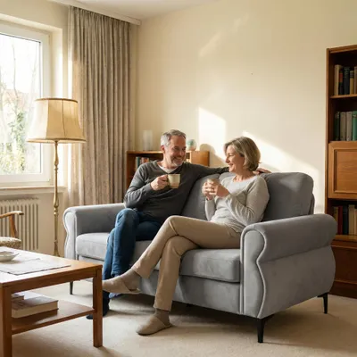 Produktbild von Kompaktes 2-Sitzer Sofa, Federkern, langlebig, Hellgrau, für Apartments