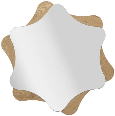 Zdjęcie produktu dla FURNLUX Lustro ścienne star beige 80cm / Kolor główny: beżowy / Wymiary: 80 x 80 x 1 cm