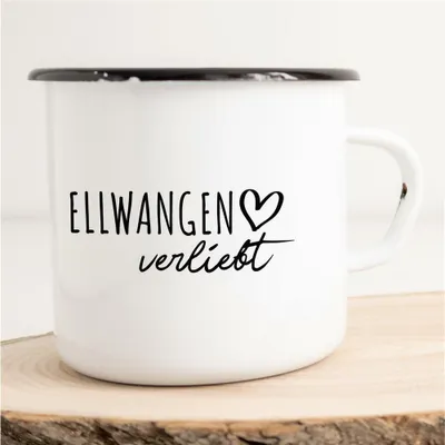 Produktbild von Huuraa Emaille Tasse Ellwangen (Jagst)  Geschenk Kaffeebecher Vintage 300ml Ellwangen (Jagst)  Präsent
