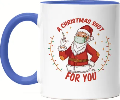 Produktbild von A Christmas Shot for you Tasse blau humorvoller Weihnachtsmann Impfung Christmas Present Weihnachten ist wieder da