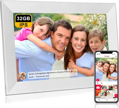 Produktbild von Digitaler Bilderrahmen, 10,1 Zoll 32GB Elektronischer Bilderrahmen, 1280x800 HD IPS Touchscreen, Unterstützt SD Karte, Automatische Drehung