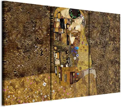 Obrázek produktu pro Obraz z netkaného plátna - Klimtova inspirace - Polibek 120x80 cm lidé l-A-0003-b-f