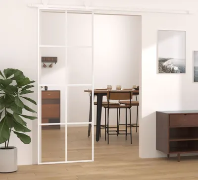 Produktbild von The Living Store Schiebetür ESG-Glas und Aluminium 76x205 cm Schwarz