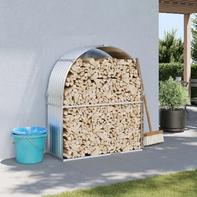 Produktbild von Kaminholzunterstand Silbern 120x45x140 cm Verzinkter Stahl - Kaminholzregale CC22216