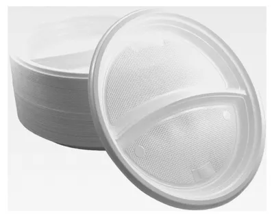 Produktbild von 100 Stück 2-geteilte Menüteller Mehrweg Ø 22 cm