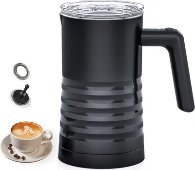 Obrázek produktu pro Elektrický napěňovač mléka a napařovač, 4 v 1, automatický ohřívač mléka, 400 W, nepřilnavý vnitřek, 580 ml nerezový napěňovač horkého/studeného mléka na kávu/horké čokoládové mléko/latte/cappuccino