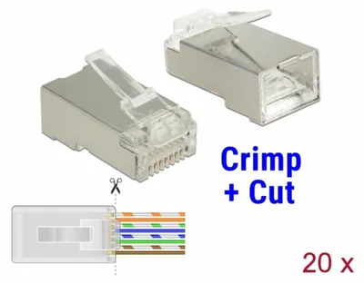 Produktbild von DeLOCK 86454, RJ-45, Transparent, Polycarbonat, Cat6, U/FTP (STP), Gold