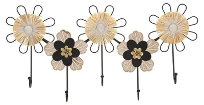Immagine prodotto di Appendiabiti da parete a fiore in ferro e raffia — stile Boho Chic