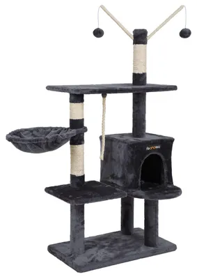 Kratzbaum 134 cm mit Höhle, Liegemulde und Spielsisal, grau