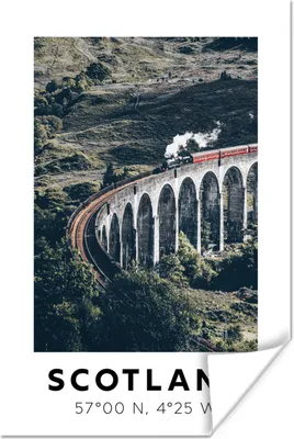 Produktbild von MuchoWow® Poster Schottland - Zug - Brücke 60x90 cm - Wanddekoration