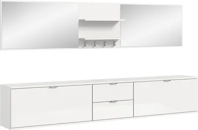 Produktbild von ProjektX Garderobenmöbel Set 6 Teile weiß Hochglanz.