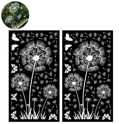 Produktbild von Fensterbilder Pusteblume weiß – Fensteraufkleber Blumen Schmetterlinge | Frühling Sommer Deko für Wohnzimmer Bad Küche