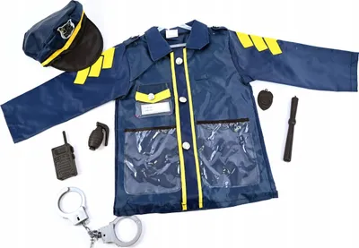 Produktbild von Polizist Kostüm Kinder Set mit Handschellen & Mütze - Karneval Verkleidung Uniform