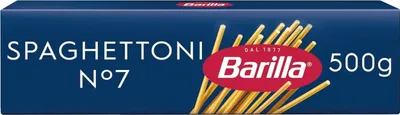 A box of Barilla Spaghettoni No. 7 pasta.
