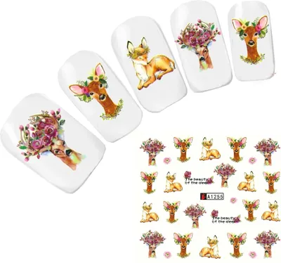 Produktbild von Tattoo Nail Art Aufkleber Hirsch Blume Deer Nagel Sticker