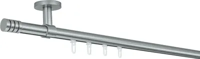 Produktbild von SN Deco Gardinenstange Innenlauf Lille, 19 mm, 1-läufig, Stahl, Komplett-Set mit Ringen, Profildeckentrager, 300 cm, chrom matt