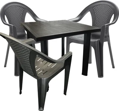Produktbild von Bistro Sitzgarnitur Bistrogarnitur Gartenmöbel Outdoormöbel 4tlg Anthrazit
