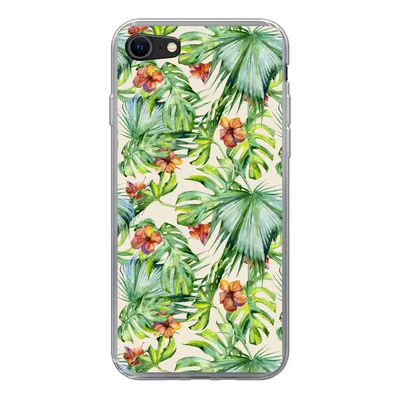 Produktbild von MuchoWow® Handyhülle Schutzhülle Hülle für iPhone SE 2022 Blume - Blatt - Muster Silikon Softcase Handy Hülle - Schutzhülle