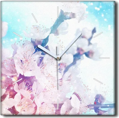 Produktbild von Coloray Uhr auf Leinwand 30x30 cm Wand Uhr Dekoration Wohnzimmer Segeltuch weiße Zeiger -Frühlingsblumen-Pflanze.