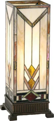 Produktbild von Clayre & Eef Tiffany Tischlampe 18x18x45 cm Beige Gelb Glas