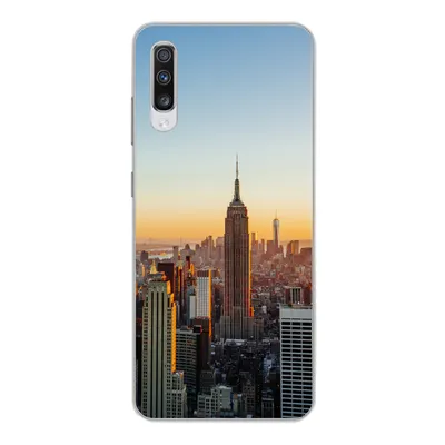 Produktbild von MuchoWow® Handyhülle Schutzhülle Hülle für Samsung Galaxy A70 New York - Skyline - Sonnenuntergang Silikon Softcase Handy Hülle - Schutzhaube